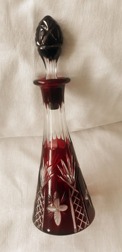 Alte karaffe flasche rubinglas - karaffe,