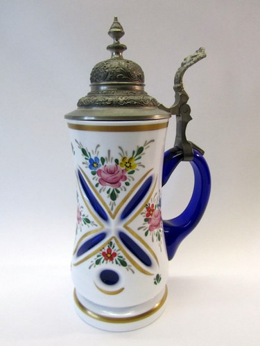Glas bierkrug zinndeckel - glas,