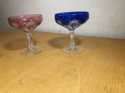 Römerglas blau rosa - 2x,