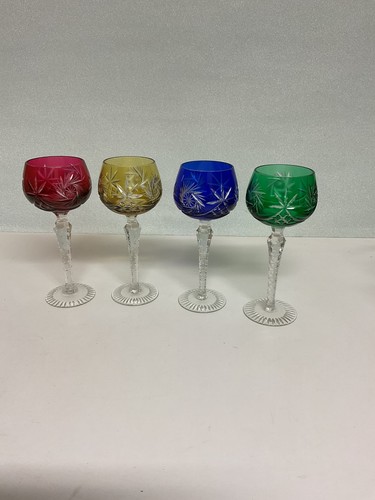 Alte weinrömer bunt glas - 4x,